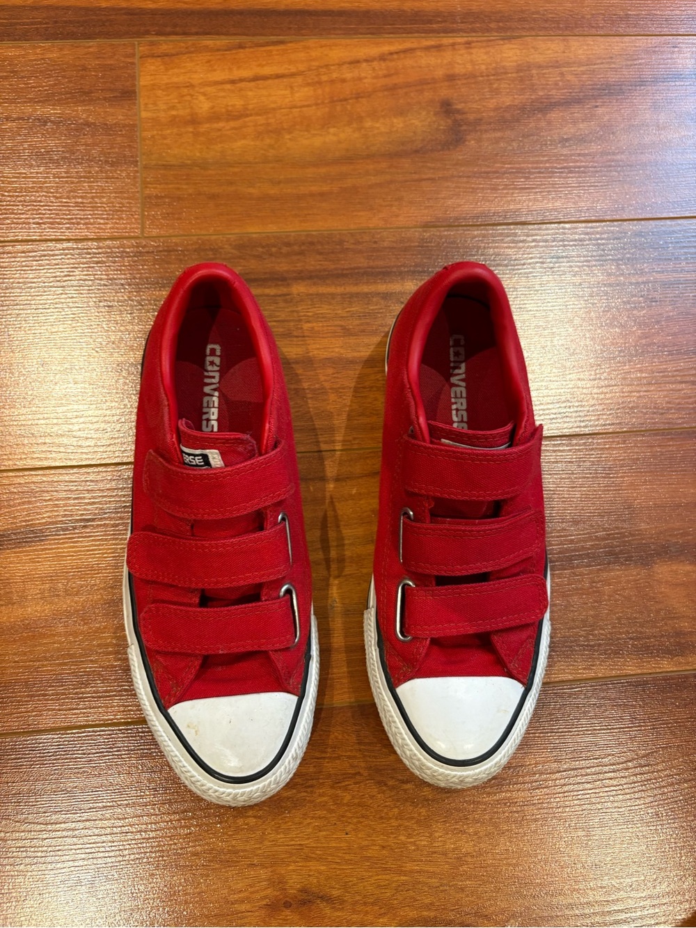 Converse Kids Red Velcro Strap Low-Top Sneakers